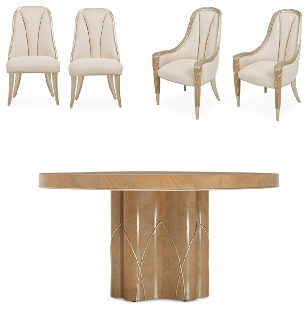 AICO Furniture Villa Cherie 5 Piece Round Dining Table Set