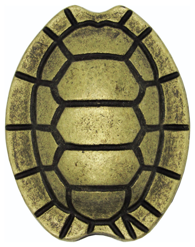 Turtle Shell Cabinet Knob, Antique Brass