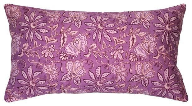 Mauve Flowers Throw Pillow, 12x24