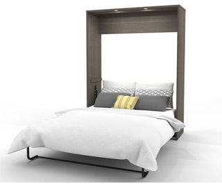 Queen Wall Bed, Bark Gray And White