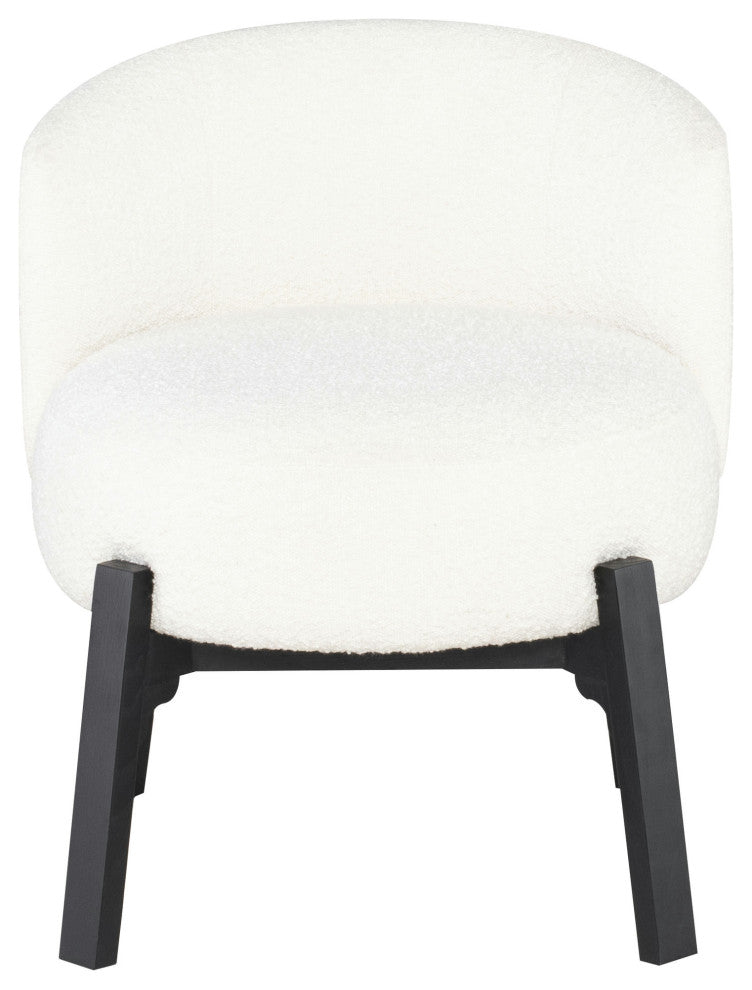 Adelaide Upholstered Dining Chair With Black Legs, Buttermilk Boucle