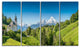 Green Mountain View of Bavarian Alps, Landscape Canvas Print, 48"x28", 4 Panels