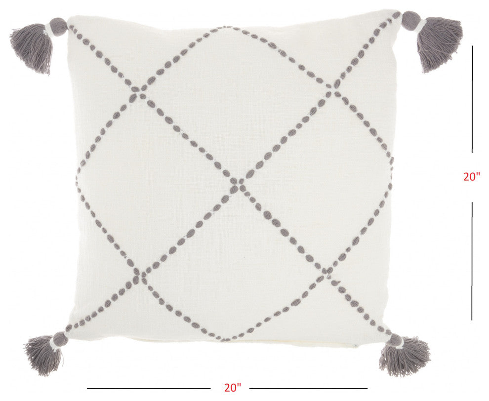 Boho Gray Cotton Accent Throw Pillow