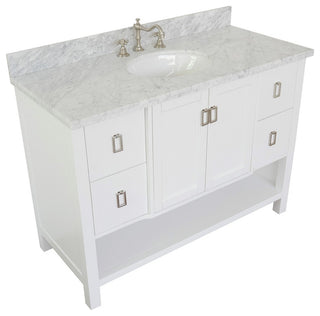 49" Single Vanity, White Finish With White Carrara Top