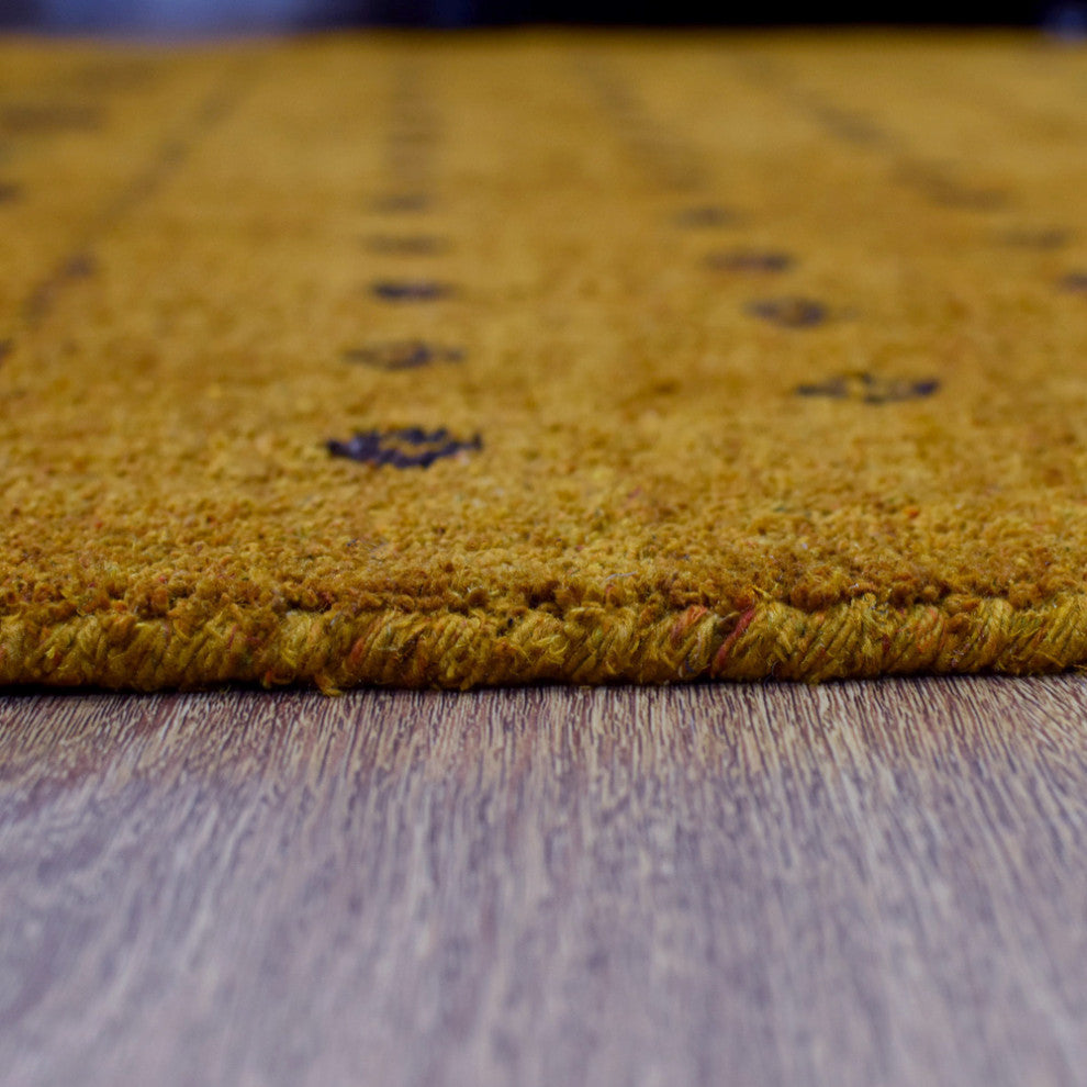 HAND KNOTTED LOOM SILK ECO-FRIENDLY AREA RUGS -5'x8',Rectangle,Gold,Contemporary