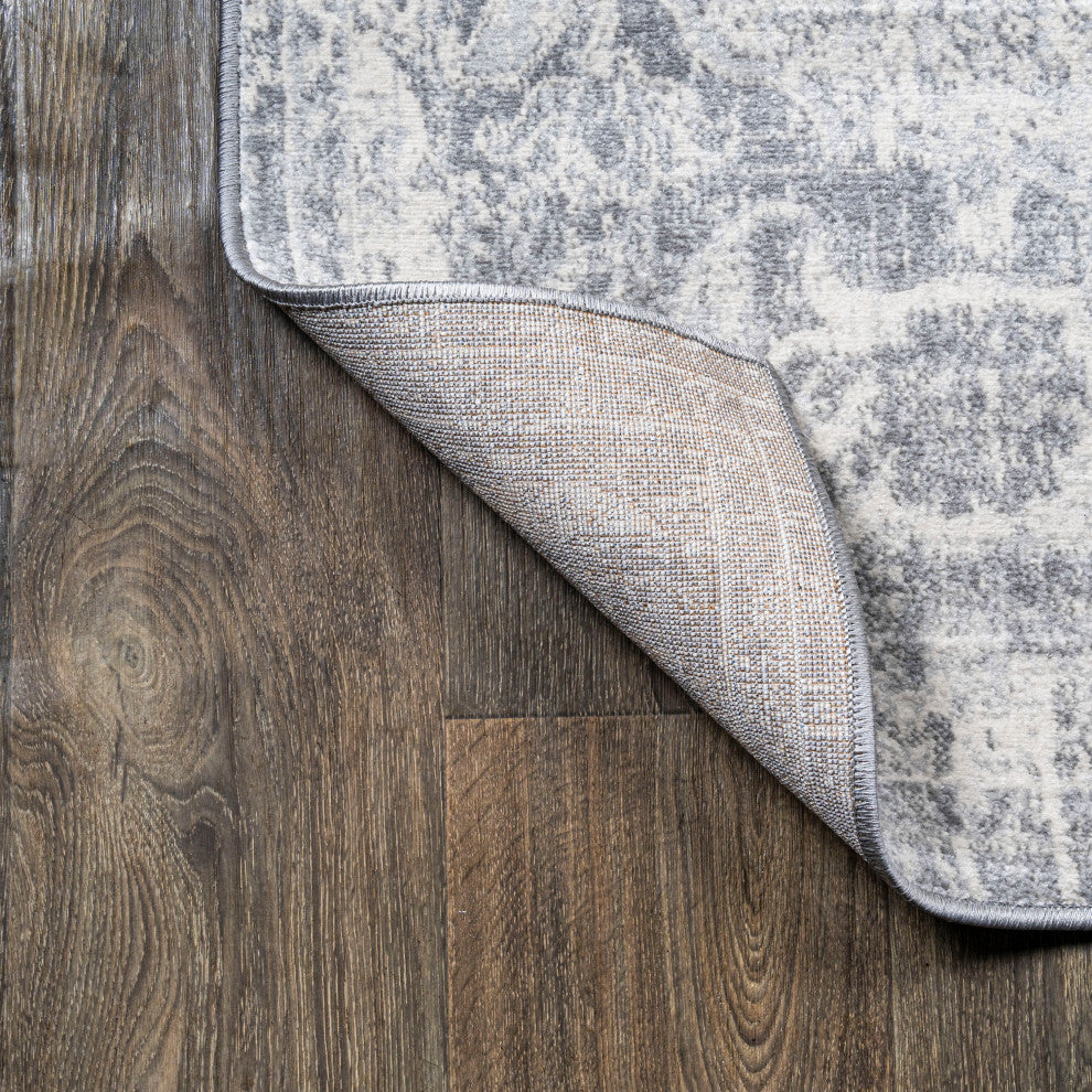 Modern Persian Medallion Gray/Ivory 5' Round Area Rug