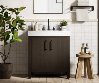 Home Living 30" Single Bathroom Vanity, Mocha Brown With Backsplash