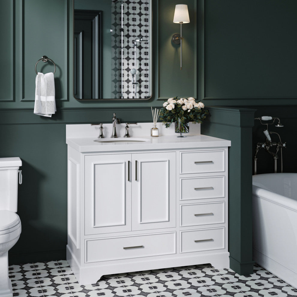 Ariel Stafford 43" Single Left Offset Oval Sink Bathroom Vanity