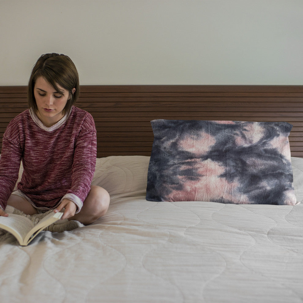 Plutus Pink Navy Fureal Faux Fur Luxury Throw Pillow, Pink Navy, 16" x 16"