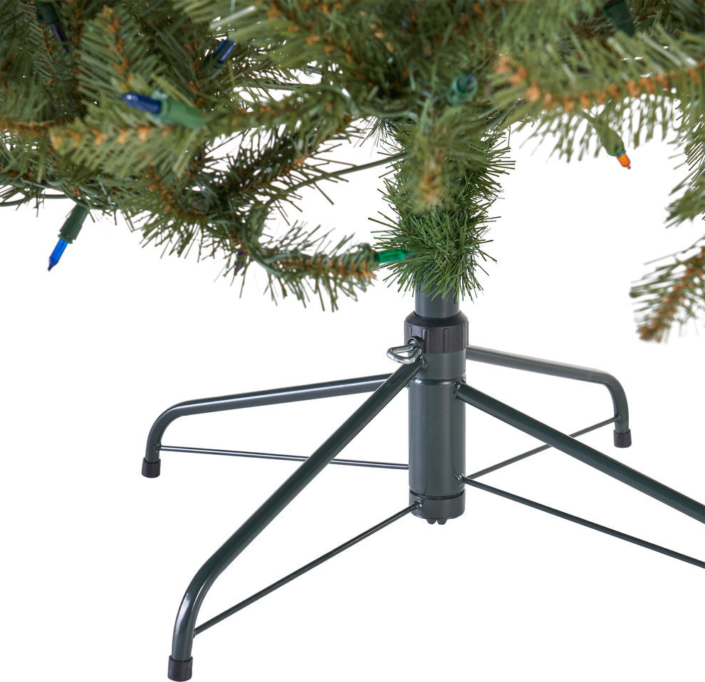7-foot Fraser Fir Pre-Lit or Unlit String Light Hinged Artificial Christmas Tree, Pre-Lit Multi-Colored