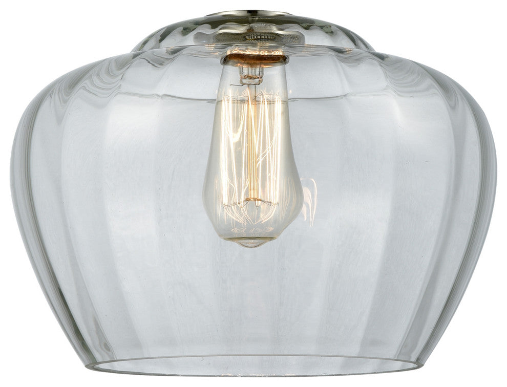 Edison Fenton 11" Semi-Flush Mount, Matte Black, Clear Shade