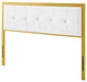 Tufted Headboard, Queen Size, Velvet, Metal, Gold White, Modern Contemporary