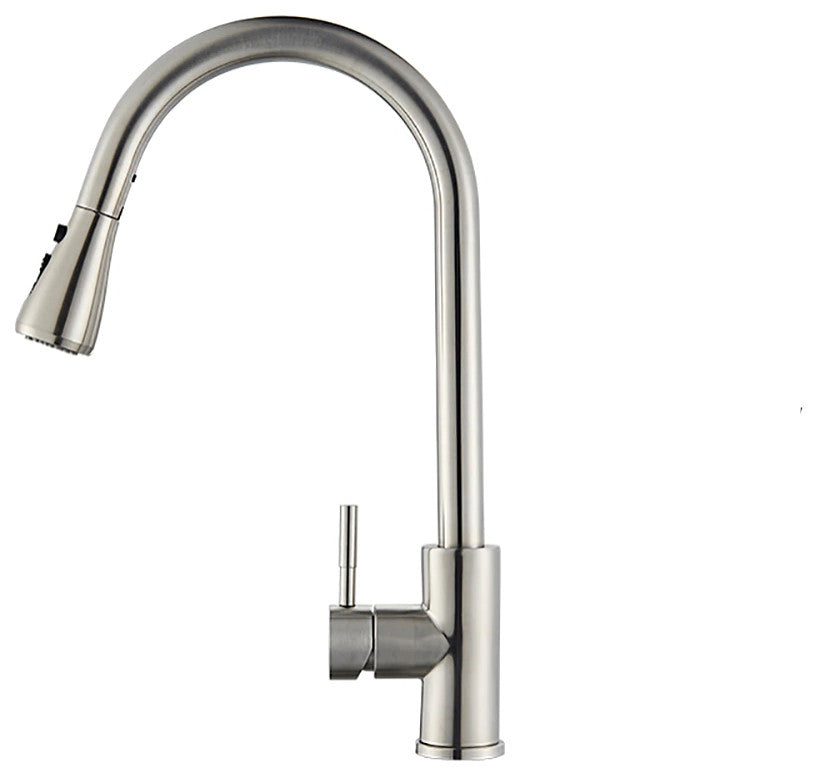 Brushed Nickel Single Hole Pull Out Spout Kitchen Sink Faucet