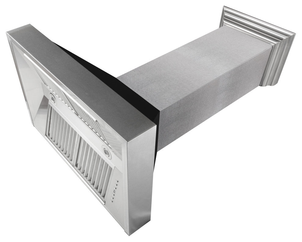 Ducted DuraSnow Stainless Steel Range Hood with Black Matte Shell
