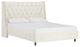 Williams California King Nail Button Diamond Wingback Platform Bed, Linen Talc