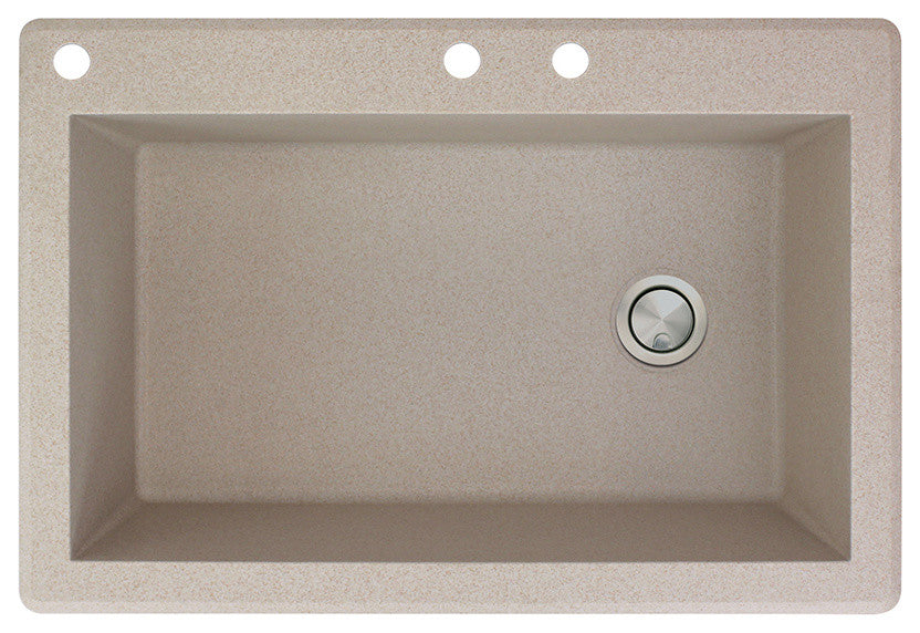 Radius 33" silQ Granite Single Bowl Kitchen Sink with 3 Holes in Cafe Latte
