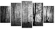 Morning in Thick Fall Forest, Landscape Canvas Art Print, 60"x32", 5 Panels