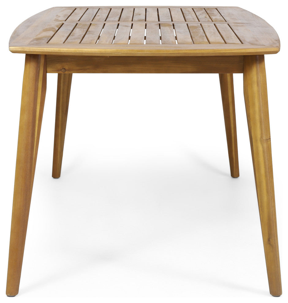 Waldron Outdoor Wicker and Acacia Wood 7 Piece Dining Set With Cushion