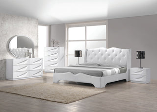 Madrid Platform Off-White Modern Bed, Queen