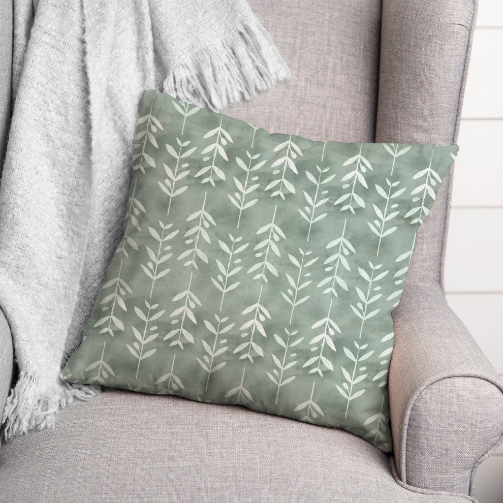 Leafy Vine Pattern Soft Green 5 20x20 Spun Poly Pillow
