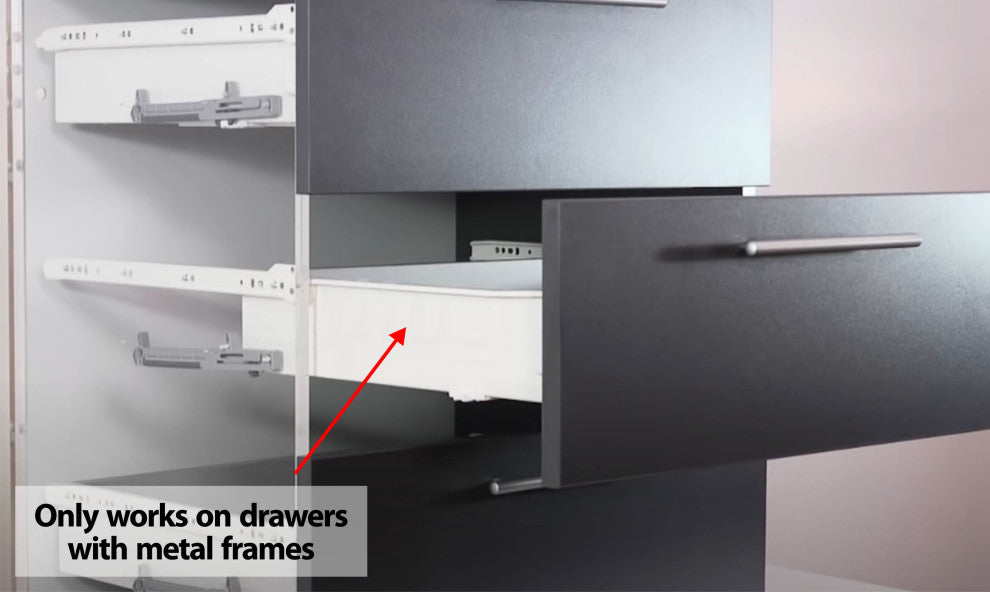 Soft Close Cabinet Drawer Damper / Adapter for Metal Drawers (White), 2 Pack