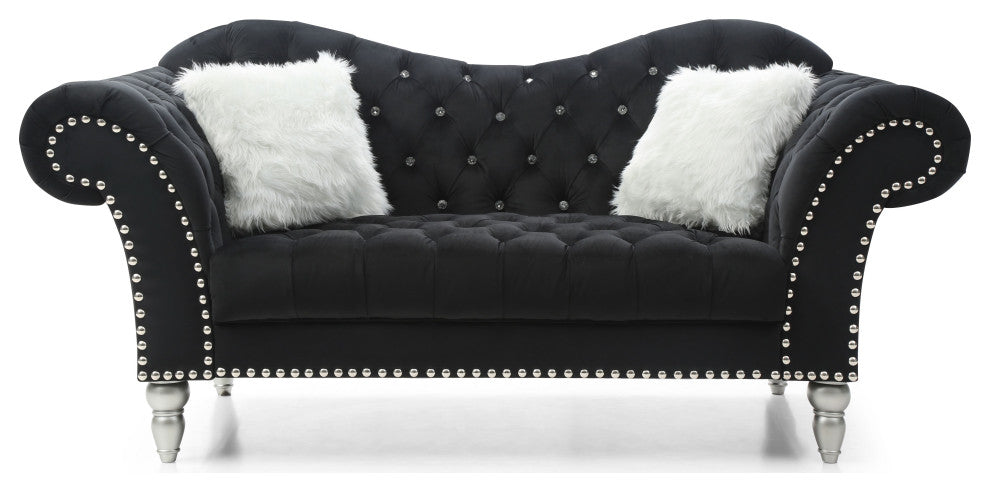 Wilshire Sweetheart Back Tufted Loveseat, Black
