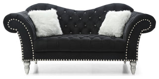 Wilshire Sweetheart Back Tufted Loveseat, Black