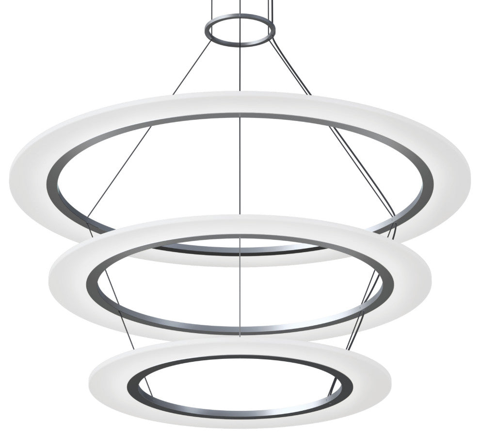 Sonneman 2076 Arctic Rings 3 Light 37"W LED Ring Chandelier - Bright Satin