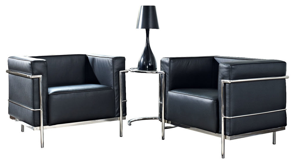 Modern Contemporary Living Room Leather Sofa Set Black