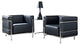 Modern Contemporary Living Room Leather Sofa Set Black