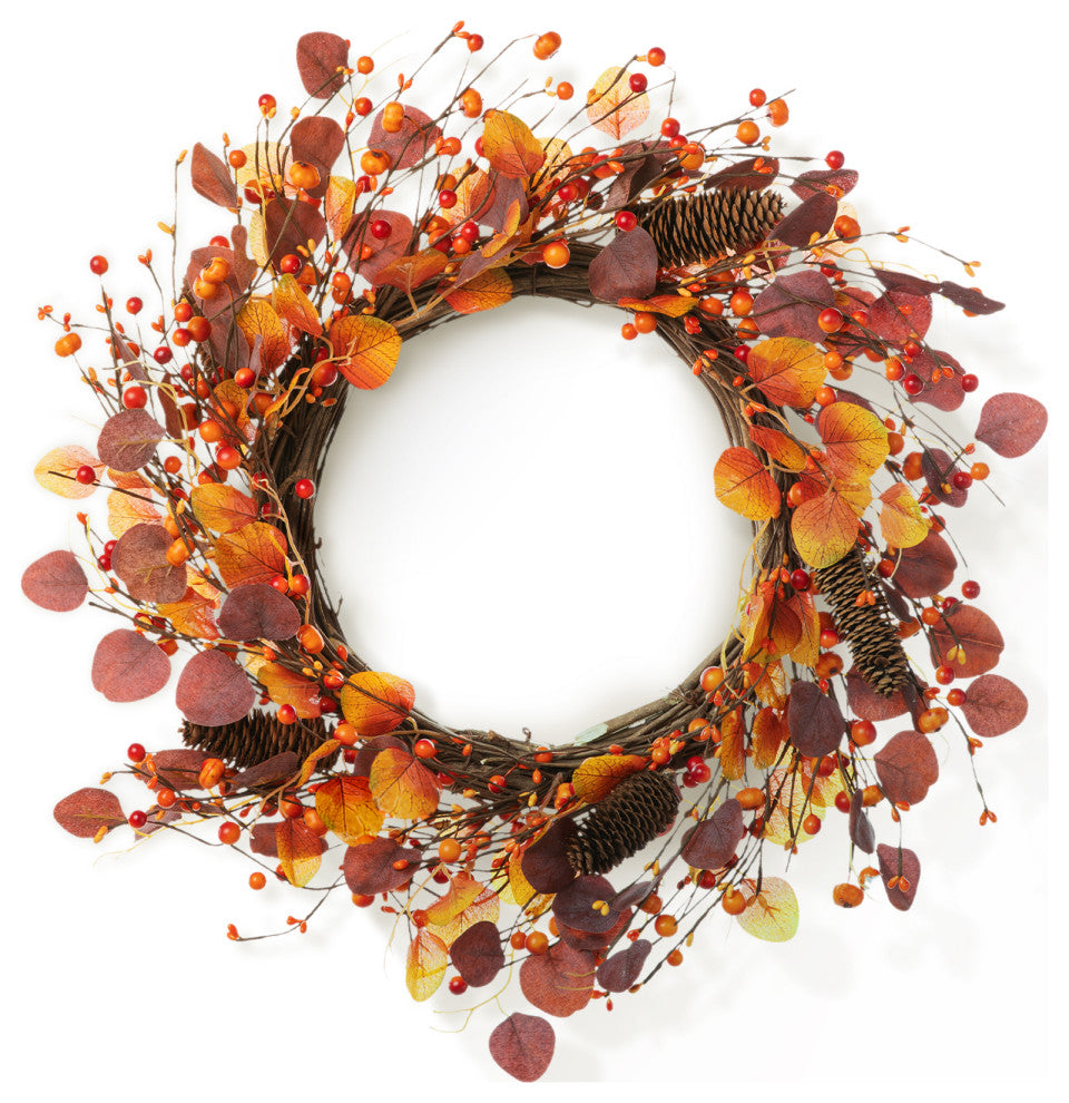 22"D Fall Eucalyptus Berry Wreath