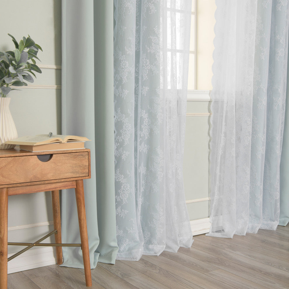 Rose Sheers and Blackout Curtains, Mint, 52"x96"