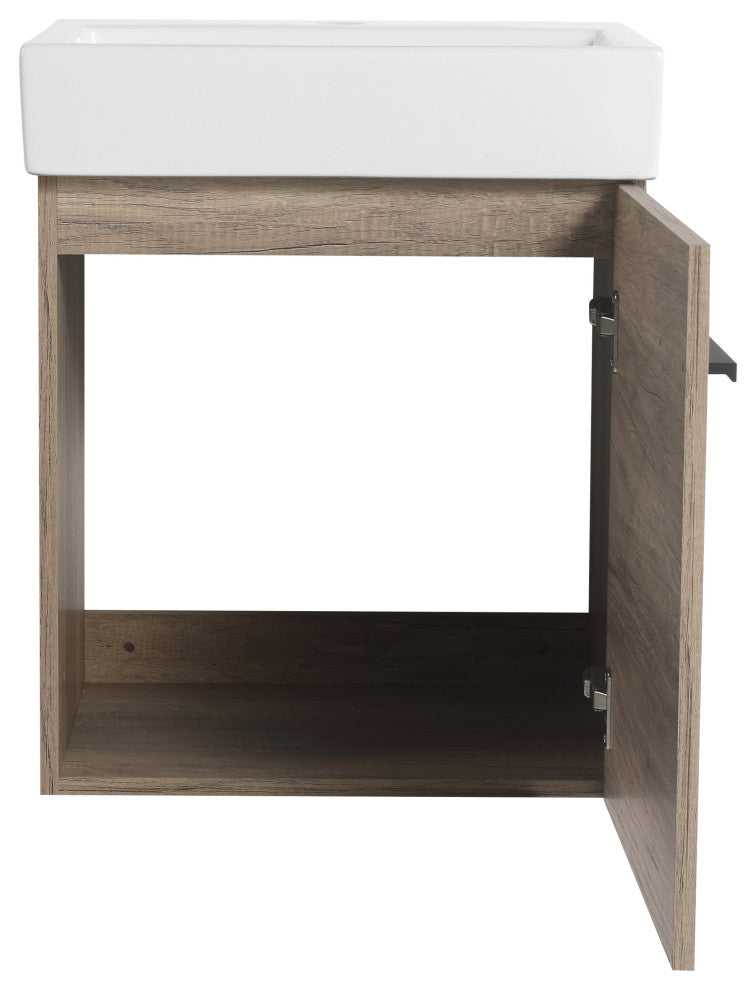 BNK Minimalist Wall-Mounted Bathroom Vanity with Ceramic Basin