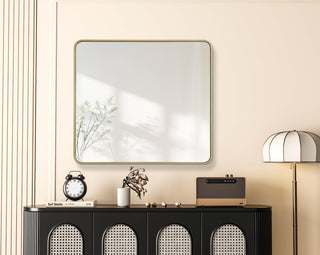 Home Living Contour Metal Rectangle Mirror 36x40, Brass