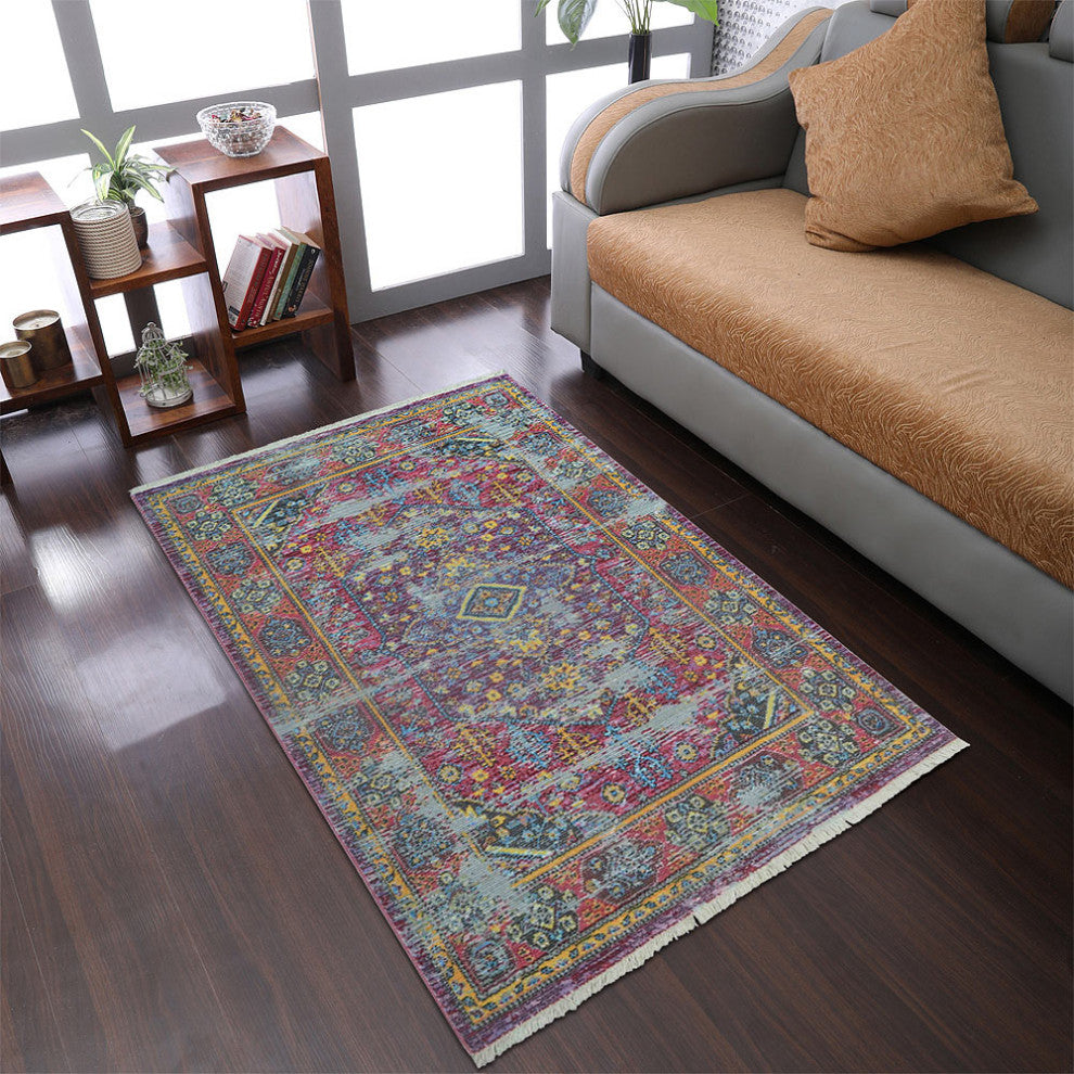 MACHINE MADE POLYESTER AREA RUGS  -Multicolor, Oriental ,Rugs for Living Room