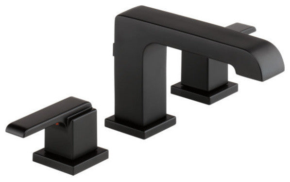 Delta Ara Two Handle Widespread Bathroom Faucet, Matte Black, 3567-BLMPU-DST