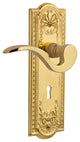 Meadows Plate With Keyhole Manor Lever, Polished Brass, Privacy, Non-Handed