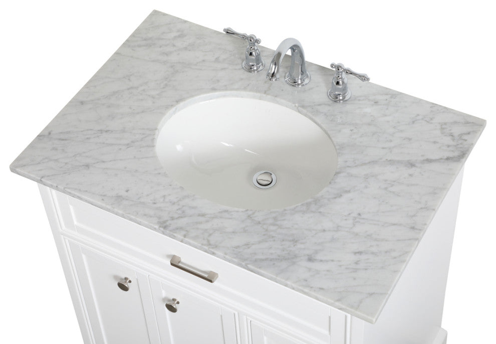 Amber Single Bathroom Vanity, Blue, White, 32"