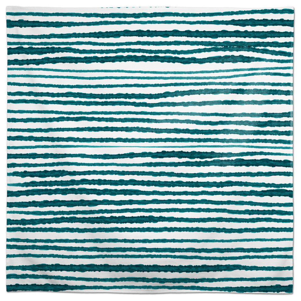 Rough Watercolor Stripes Teal 58x58 Tablecloth
