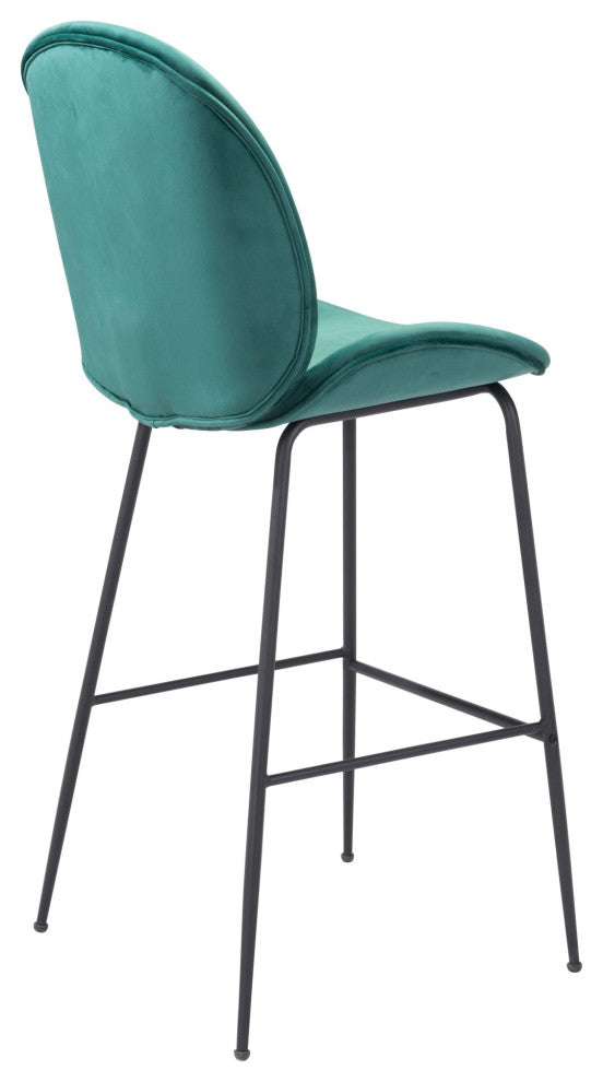 Bar Stool Chair Barstool, Steel Metal, Fabric, Green, Black, Cafe Bistro
