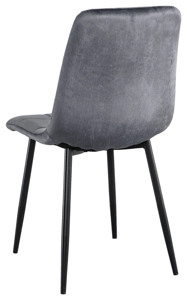 15 in.W Indoor Dining Velvet 4-Chair with Cushions and Metal Legs, Grey