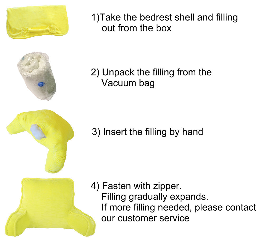 Supersoft Bedrest Lounger Backrest With DIY Filling, Butter Cup