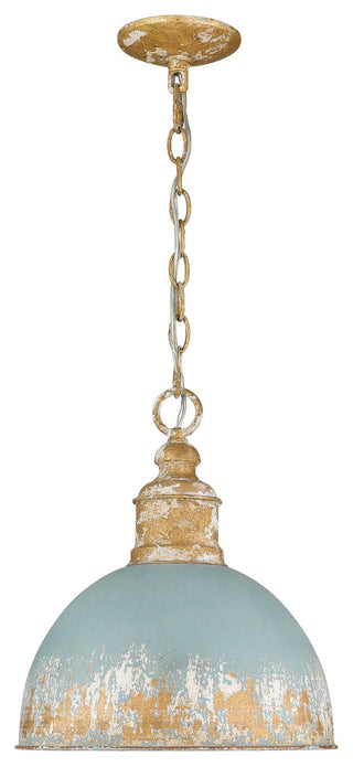 Golden Lighting 0809-M Alison 12"W Pendant - Vintage Gold / Teal