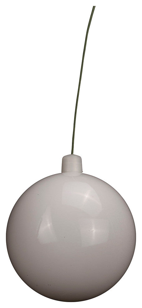 80Mm 3" Shiny White Ball Ornament With Wire, Uv Coated