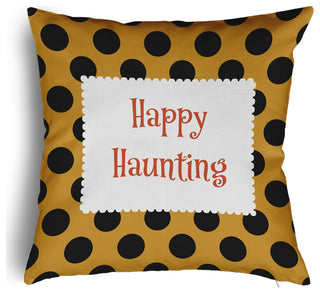 Happy Haunting Dots Accent Pillow With Removable Insert, Golden Mustard, 20"x20"