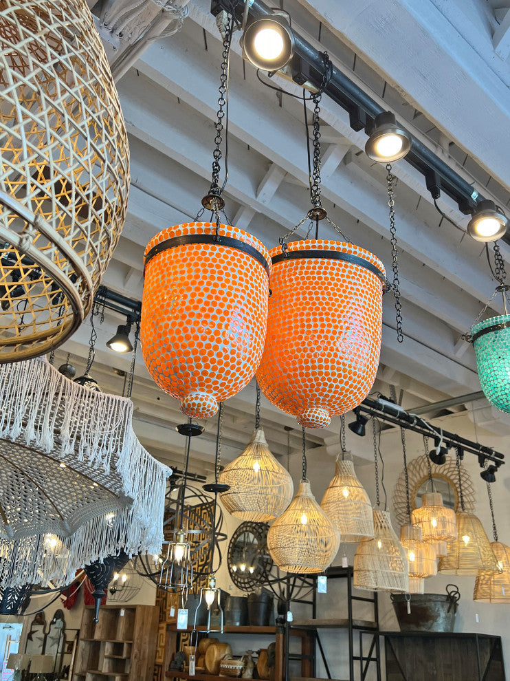 Orange Mosaic Bucket Pendant, Large