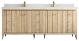 Atlanta Oak 84" Double Sink Bath Vanity, White 2" Empira Quartz