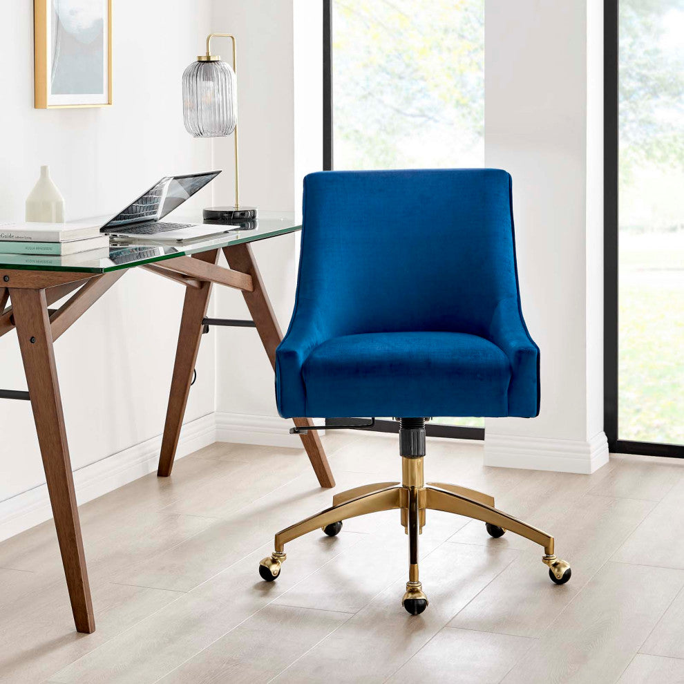 Discern Performance Velvet Office Chair, Navy