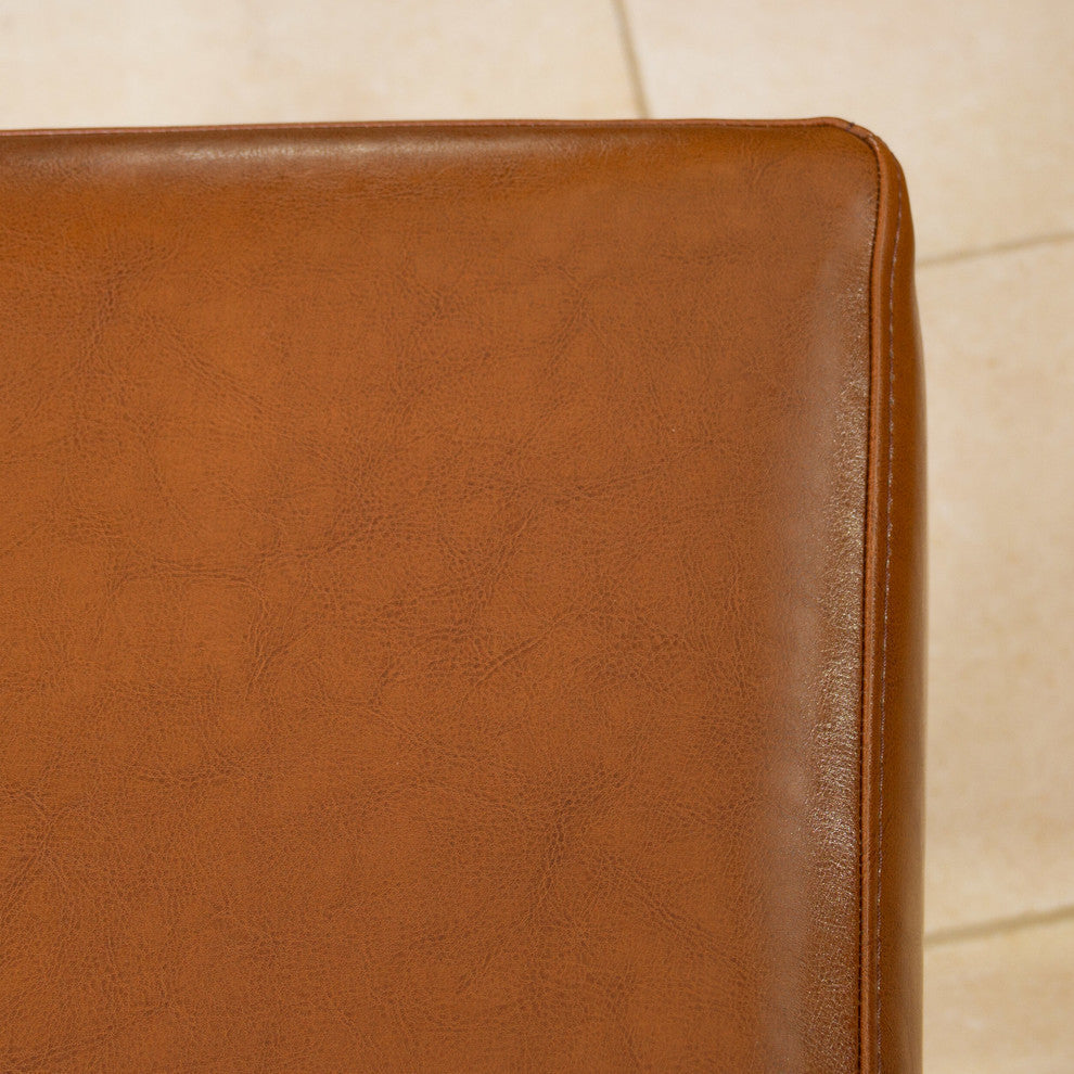 GDF Studio Duff Backless Leather Counter Stools, Set of 2, Hazelnut