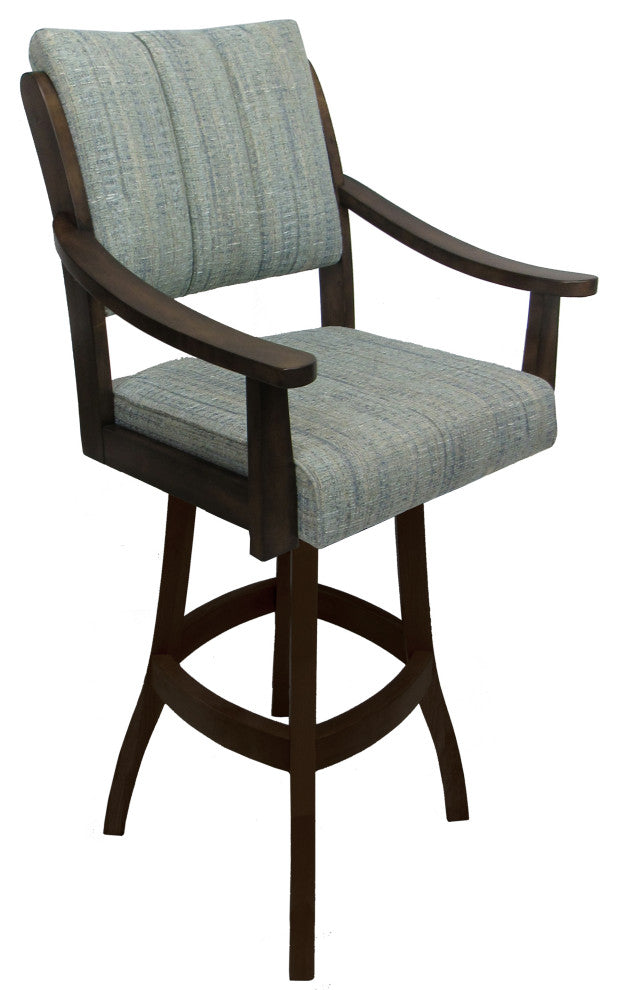 Swivel Counter Wood Bar Stool Casa on S-Base, Watusi Aquatint - New Brown, 34"